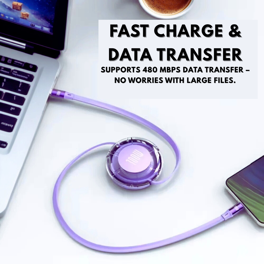 CandyRoll™ – Retractable 100W USB-C Charging Cable